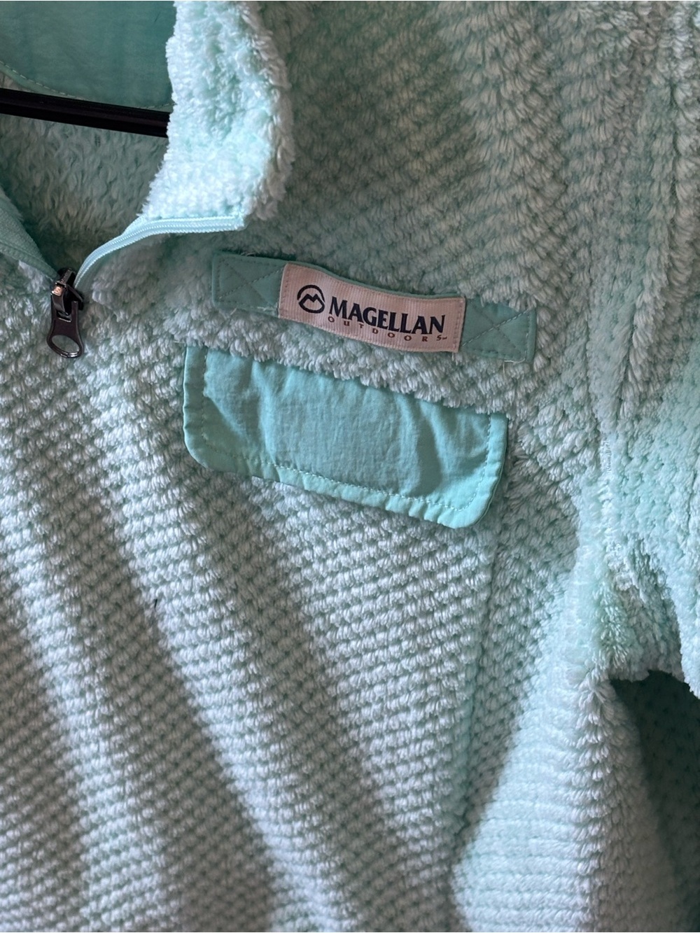 Magellan Outdoors Kids Mint Green Quarter-Zip Fleece Pullover - Picture 3 of 4